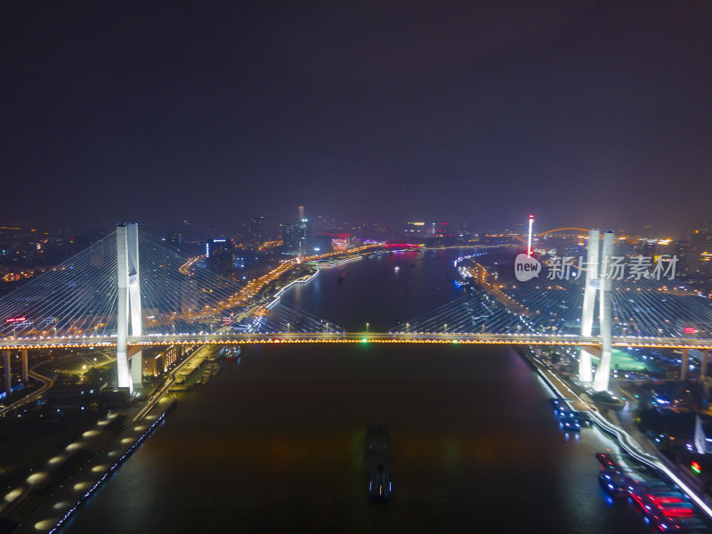 上海南浦大桥夜景4K延时航拍
