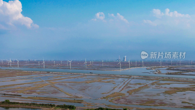 新能源风车发电电网航拍图