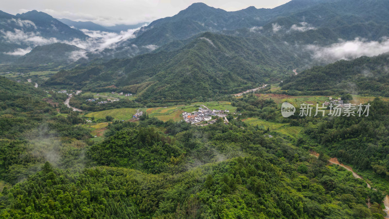 航拍清远阳山秤架干坑古树村自然风光