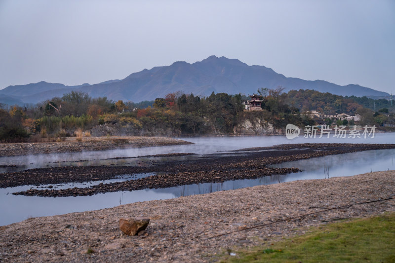 航拍安徽宣城泾县桃花潭风景区