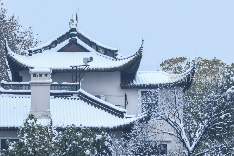 杭州西湖冬天江南雪景