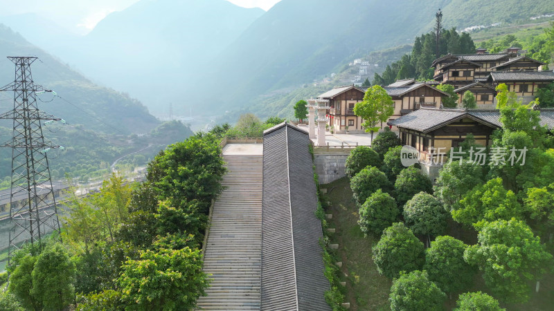 航拍湖北宜昌兴山县昭君村