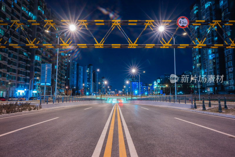 城市道路主干道夜景灯光星芒