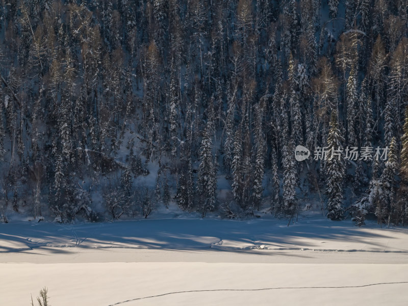 新疆北疆阿勒泰喀纳斯冬季雪景童话世界航拍