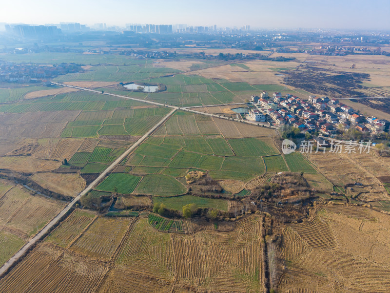 乡村田野航拍全景