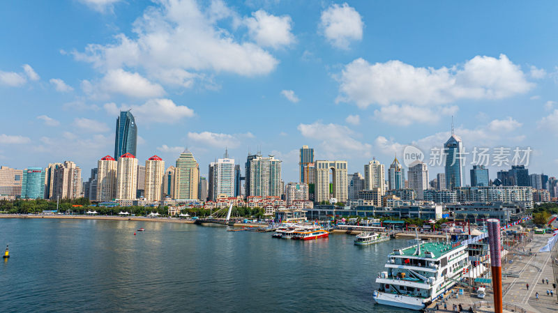 青岛浮山湾夏季航拍全景