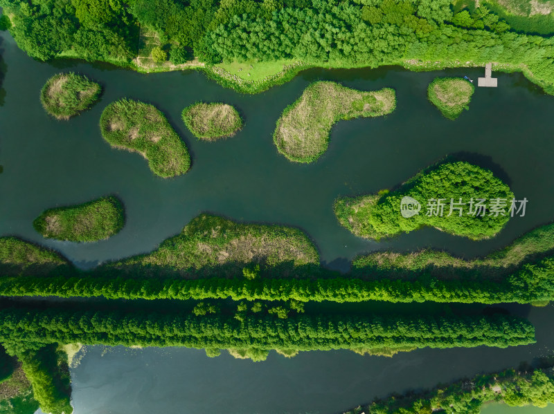 航拍苏州虎丘湿地公园