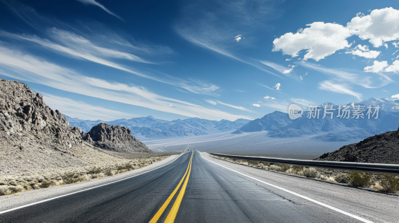 空旷公路通往梦想与远方背景