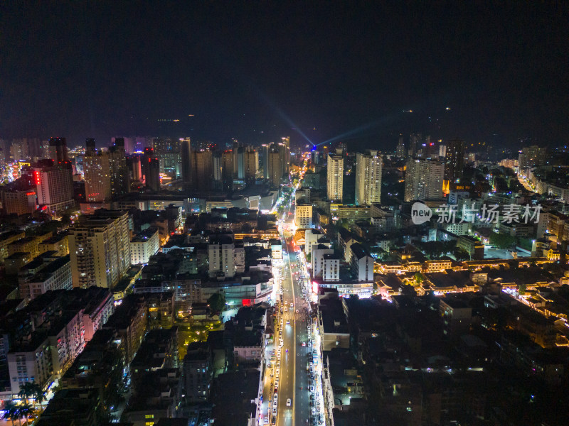 福建莆田夜景交通航拍图