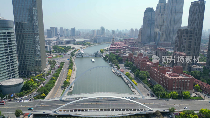 航拍天津大沽桥