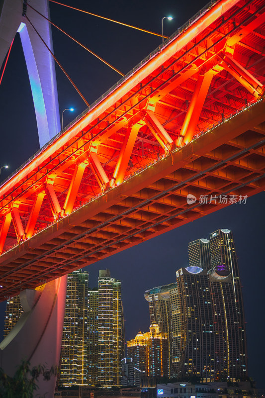 大桥与高楼，来福士夜景