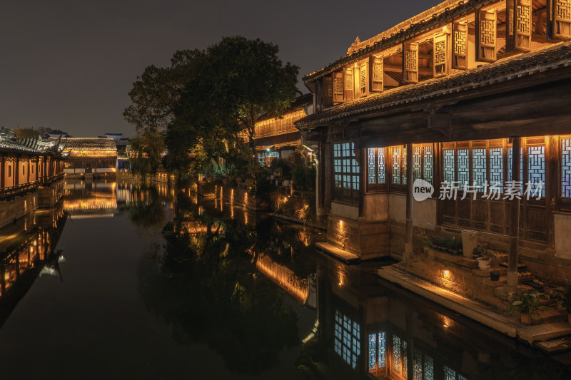 浙江嘉兴月河历史街区夜景