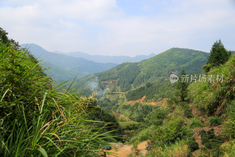 山脉 山坡 森林 蓝天 梯田