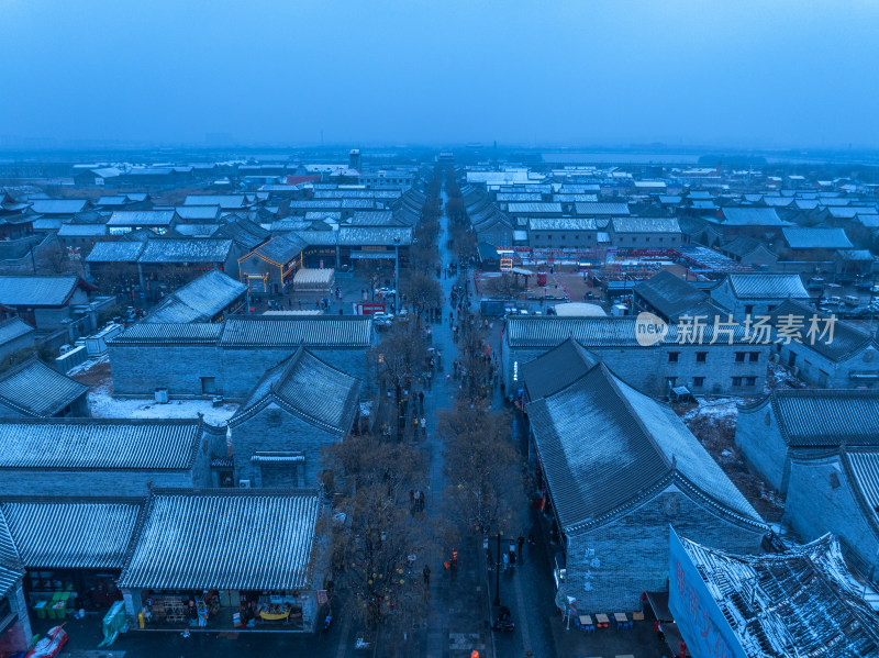 河南商丘古城雪景航拍