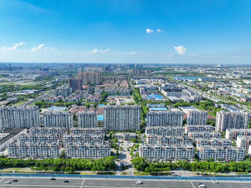 航拍昆山城市乡村建筑风光大景