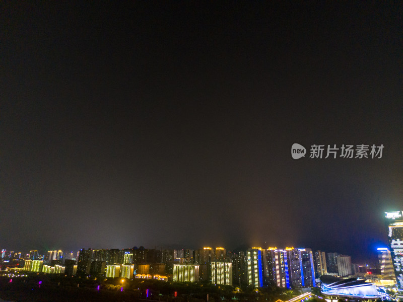 陕西宝鸡城市夜景灯光航拍图