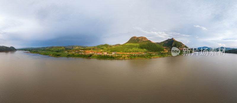 河北张家口赤城云州水库白河沿岸风光全景