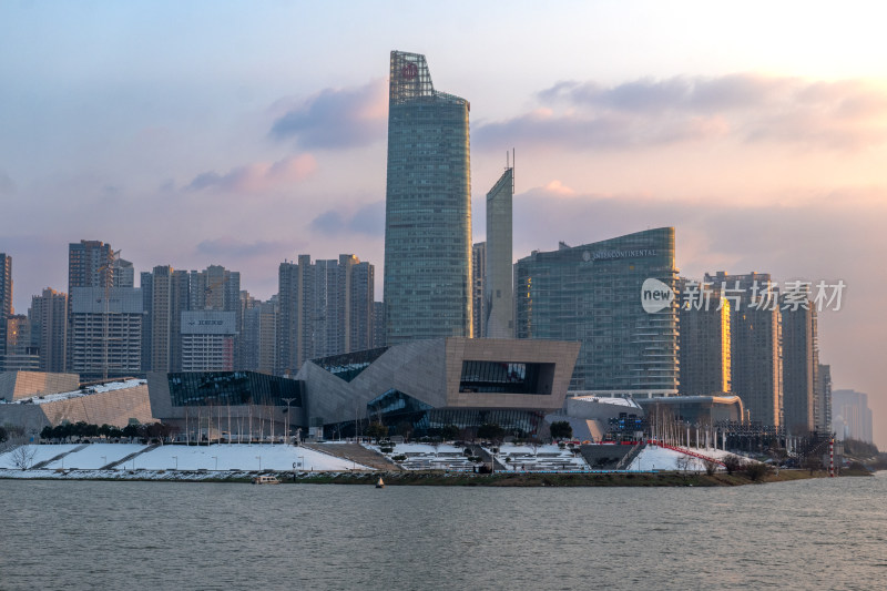 长沙湘江北辰三角洲雪景