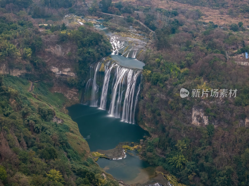 贵州安顺黄果树瀑布大落差瀑布高空航拍