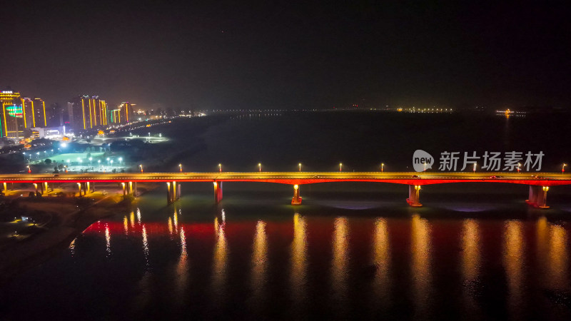 夜晚城市桥梁航拍夜景