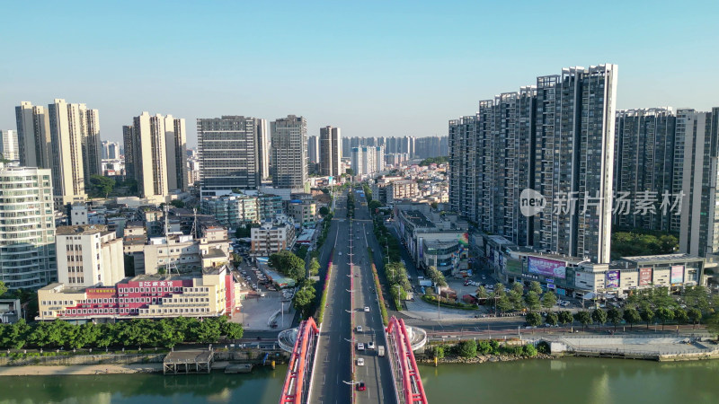 航拍广东江门胜利路五邑城商业中心