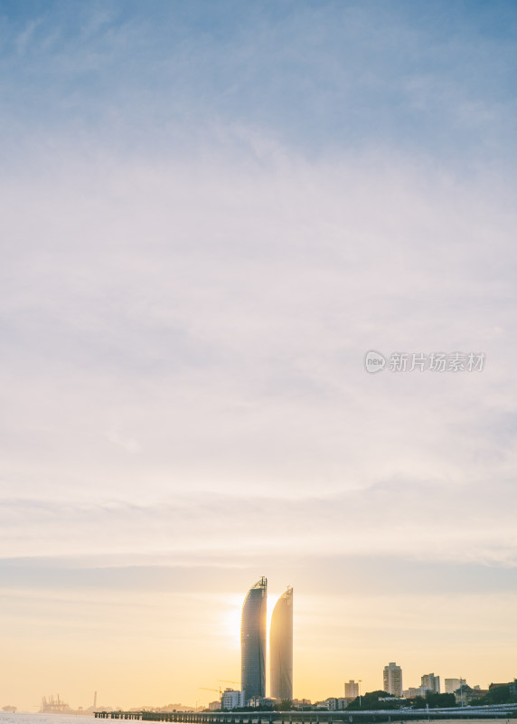 福建厦门双子塔日落阳光