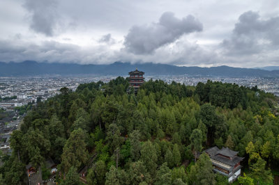 云南丽江古城傈僳族建筑群高空航拍