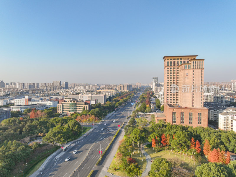 航拍江苏苏州昆山北部城市工业区风光