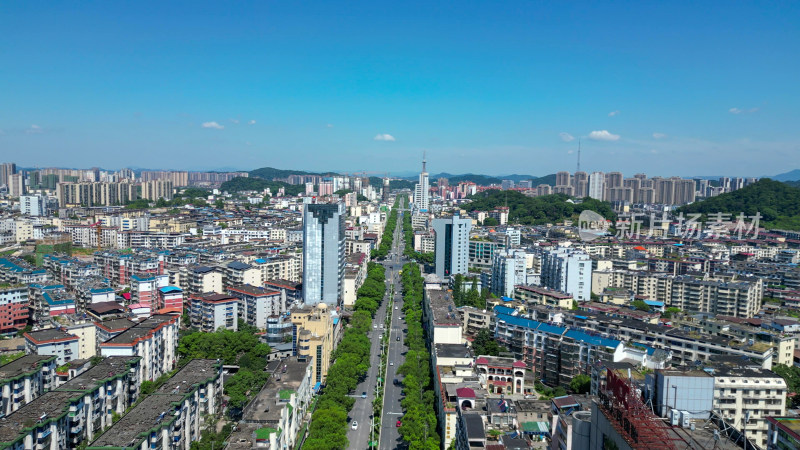 航拍江西宜春城市风光