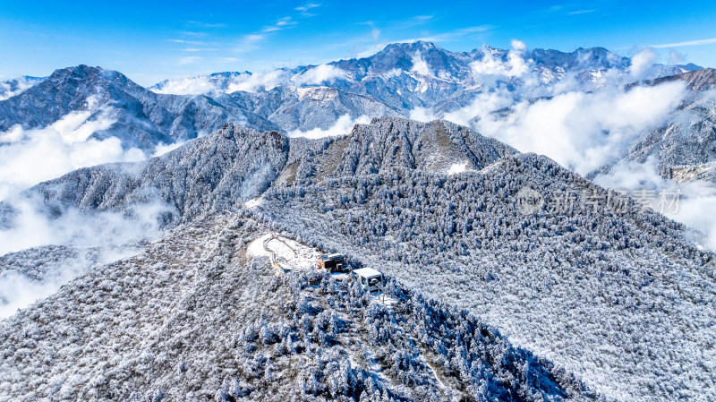 冬季成都西岭雪山景区综合航拍