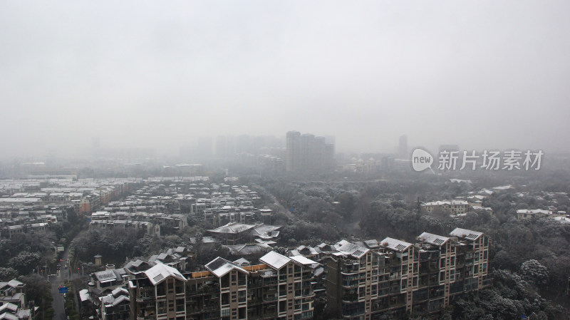 成都市温江区冬天下雪的场景
