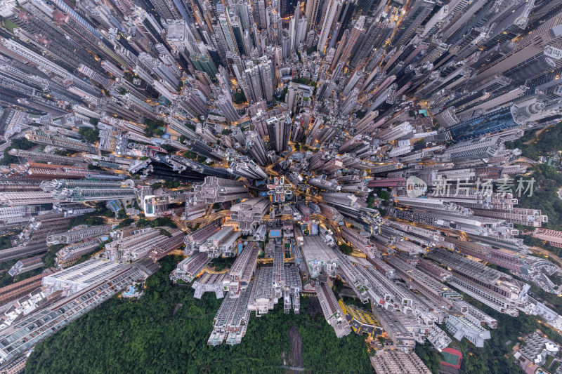 香港维多利亚港CBD中环夜景日出高空航拍