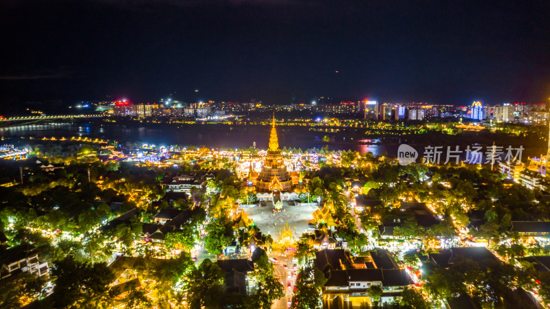 云南西双版纳城市夜景航拍