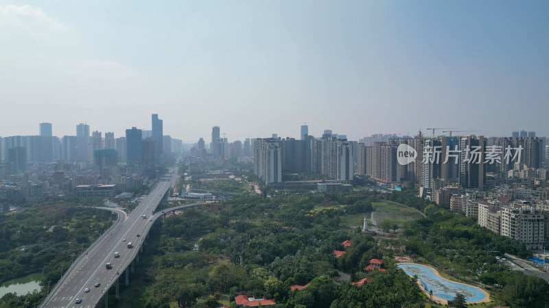 航拍广东湛江中澳友谊花园