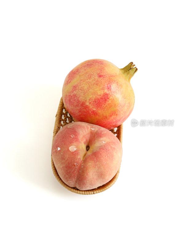 新鲜水果石榴和桃子