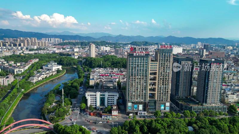 航拍江西萍乡城市天际线萍乡大景