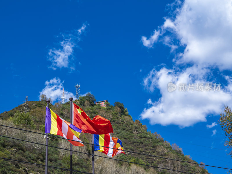 山西五台山普化寺禅院早上风景