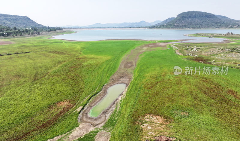 山东枣庄周村水库湿地草原风光