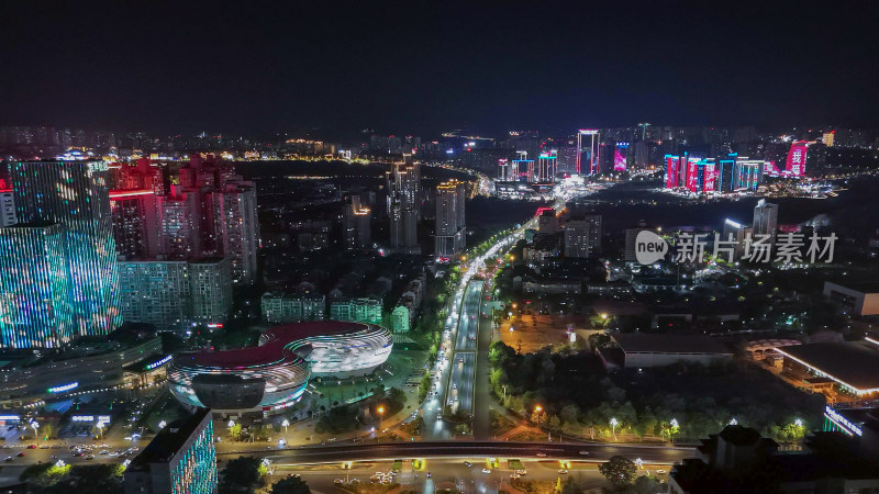 航拍四川泸州夜景泸州一环路夜景摄影图