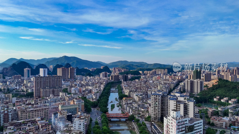 云浮城市建设城市大景全景航拍图