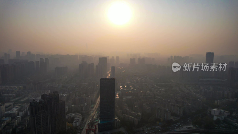 成都城市清晨航拍