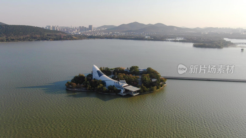 航拍江苏徐州云龙湖水族展览馆