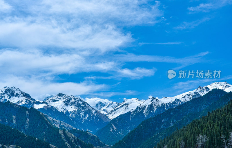 新疆昌吉天山天池旅游景区雪山自然风光