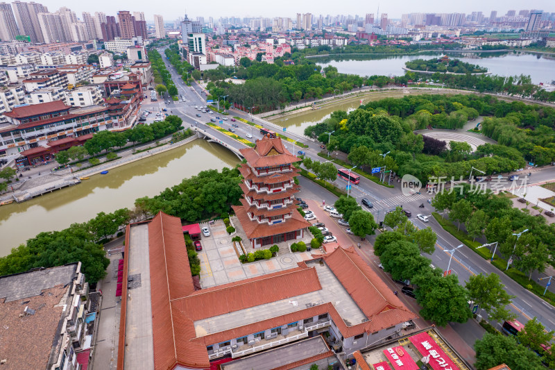 河北沧州清风楼古建筑航拍摄影图