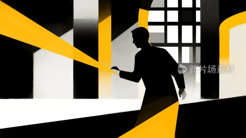 剪影人物触摸光线场景