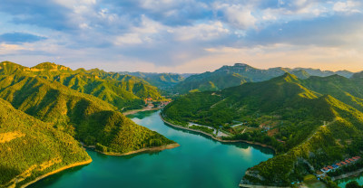 山东青州泰和山风景区绿水青山风景航拍