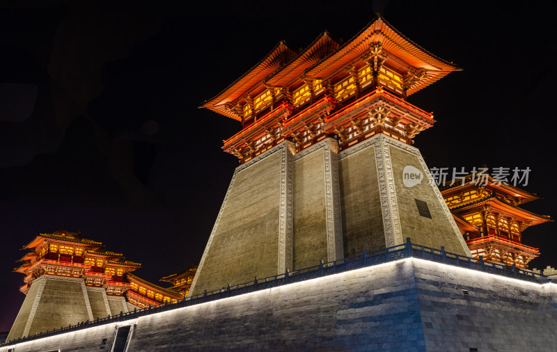 河南隋唐洛阳城，洛阳应天门遗址公园夜景