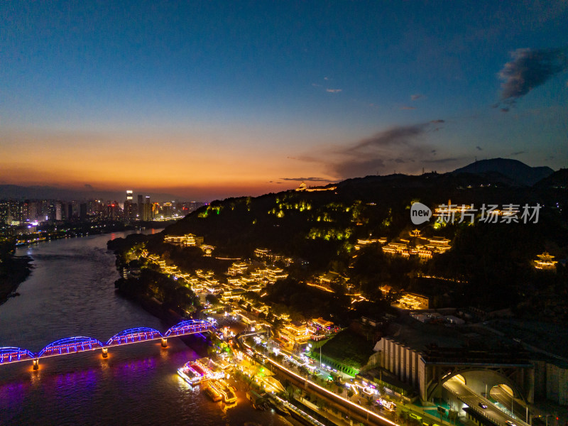 兰州黄河夜景航拍图