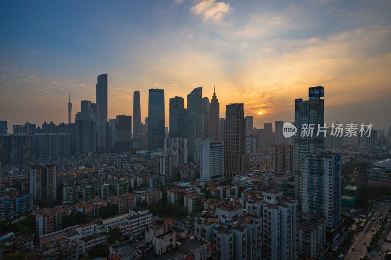 广州城市风光日落风景图