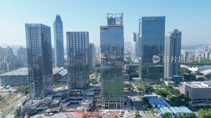 航拍惠州城市地标高楼惠州大景